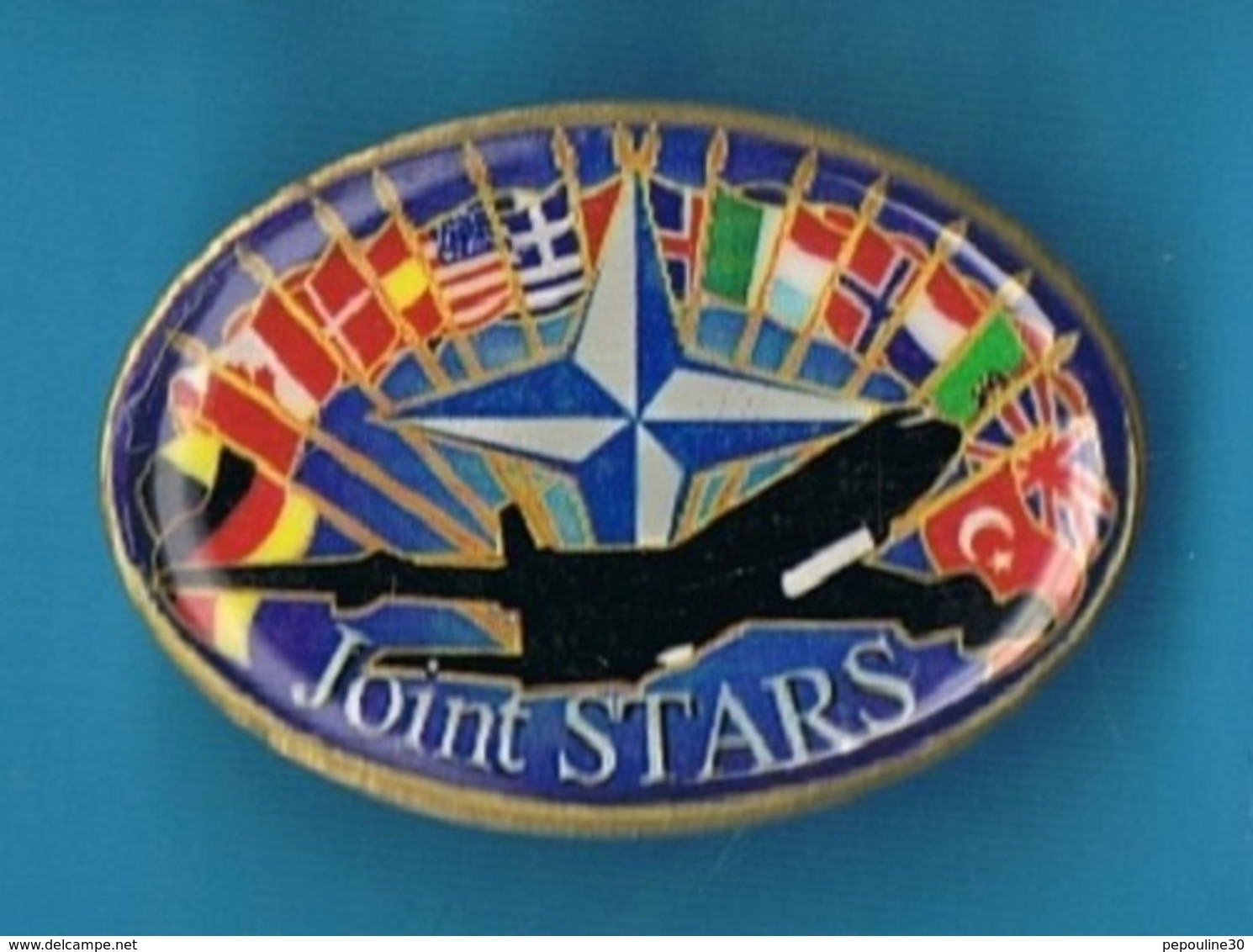 PIN'S //  ** NORTHROP GRUMMAN / L'E-8 JSTARS ** . (Joint Surveillance Target Attack Radar System) . OPEIU 46 USA MAD . - Militaria