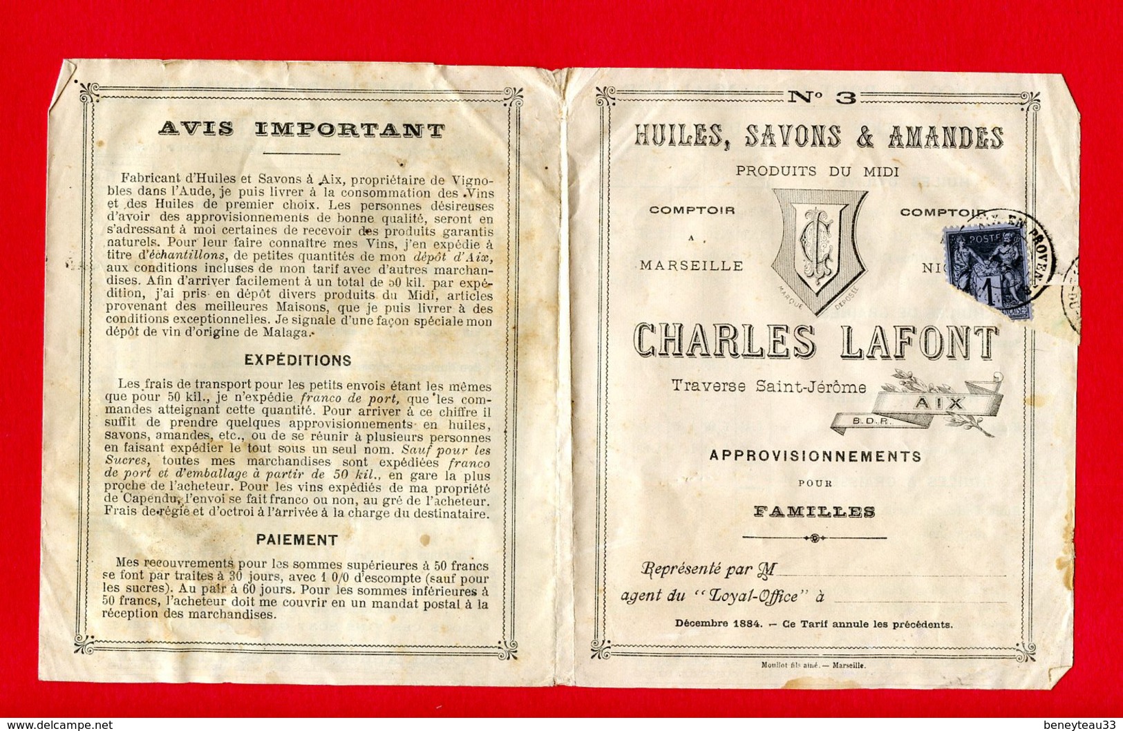 TARIF SAVONNERIE 6 Pages (Réf : D778) HUILES, SAVONS & AMANDES PRODUITS DU MIDI CHARLES LAFONT TRAVERSE SAINT-JÉRÔME AIX - 1900 – 1949