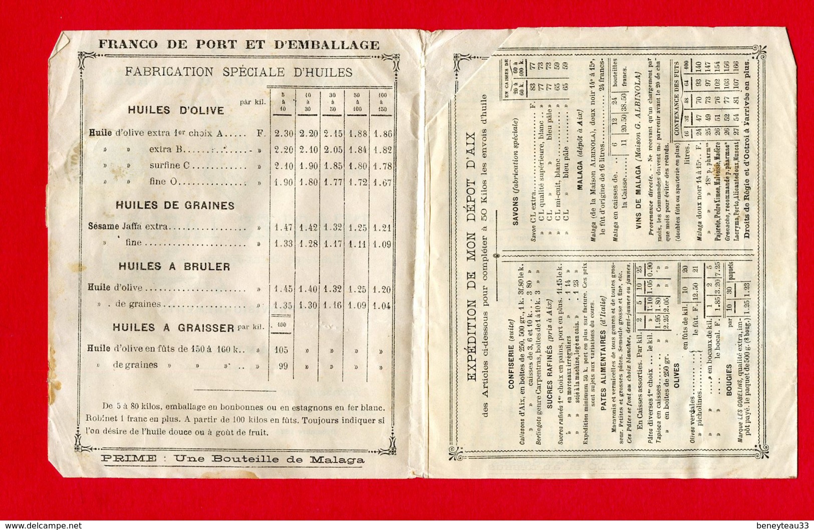 TARIF SAVONNERIE 6 Pages (Réf : D778) HUILES, SAVONS & AMANDES PRODUITS DU MIDI CHARLES LAFONT TRAVERSE SAINT-JÉRÔME AIX - 1900 – 1949