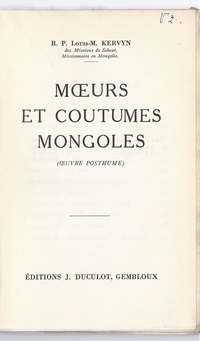 LIQUID. - 3€ !!!!!!! 1946 MOEURS & COUTUMES MONGOLES R.P. KERVYN DES MISSIONS DE SCHEUT MISSIONNAIRE EN MONGOLIE - Histoire