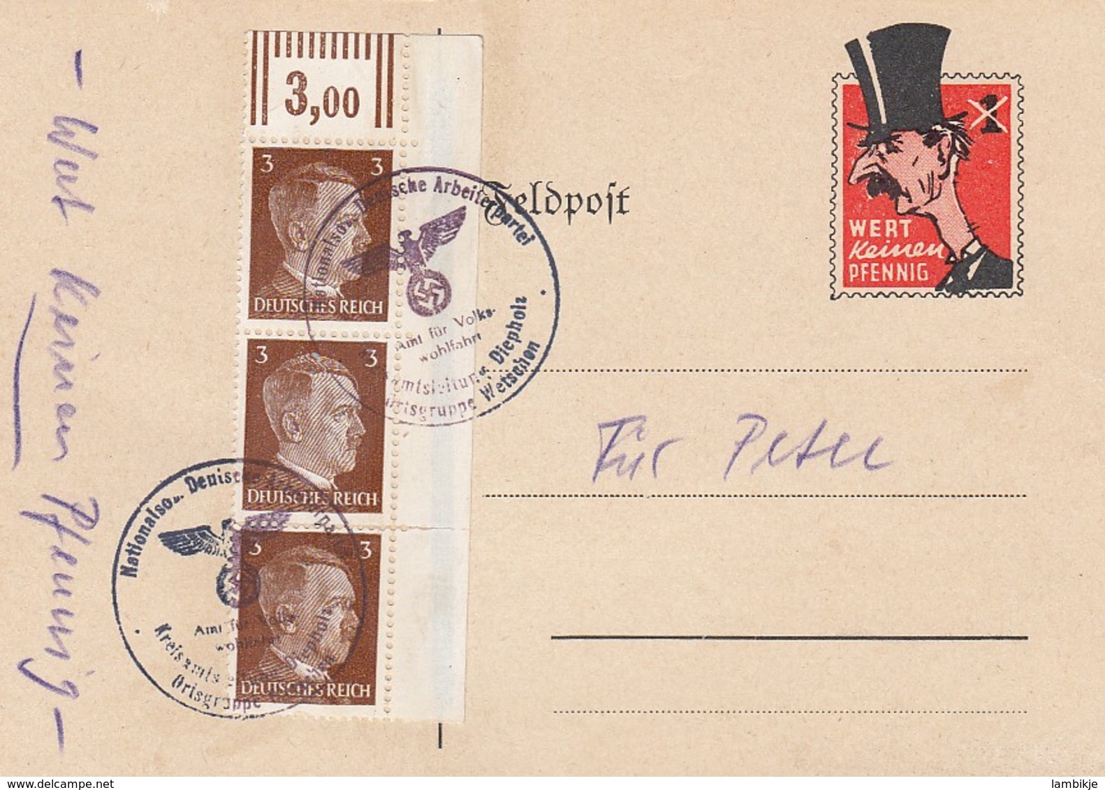 Deutsches Reich Spottkarte 1940 - Oblitérés