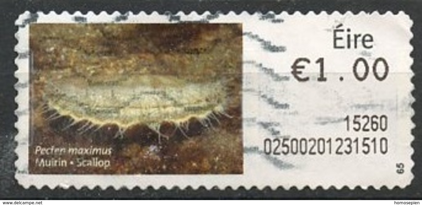 Irlande - Ireland - Irland Distributeur 2014 Y&T N°D53-1,00€ - Michel N°ATM53-1,00€ (o) - Coquille Saint Jacques - Vignettes D'affranchissement (Frama)