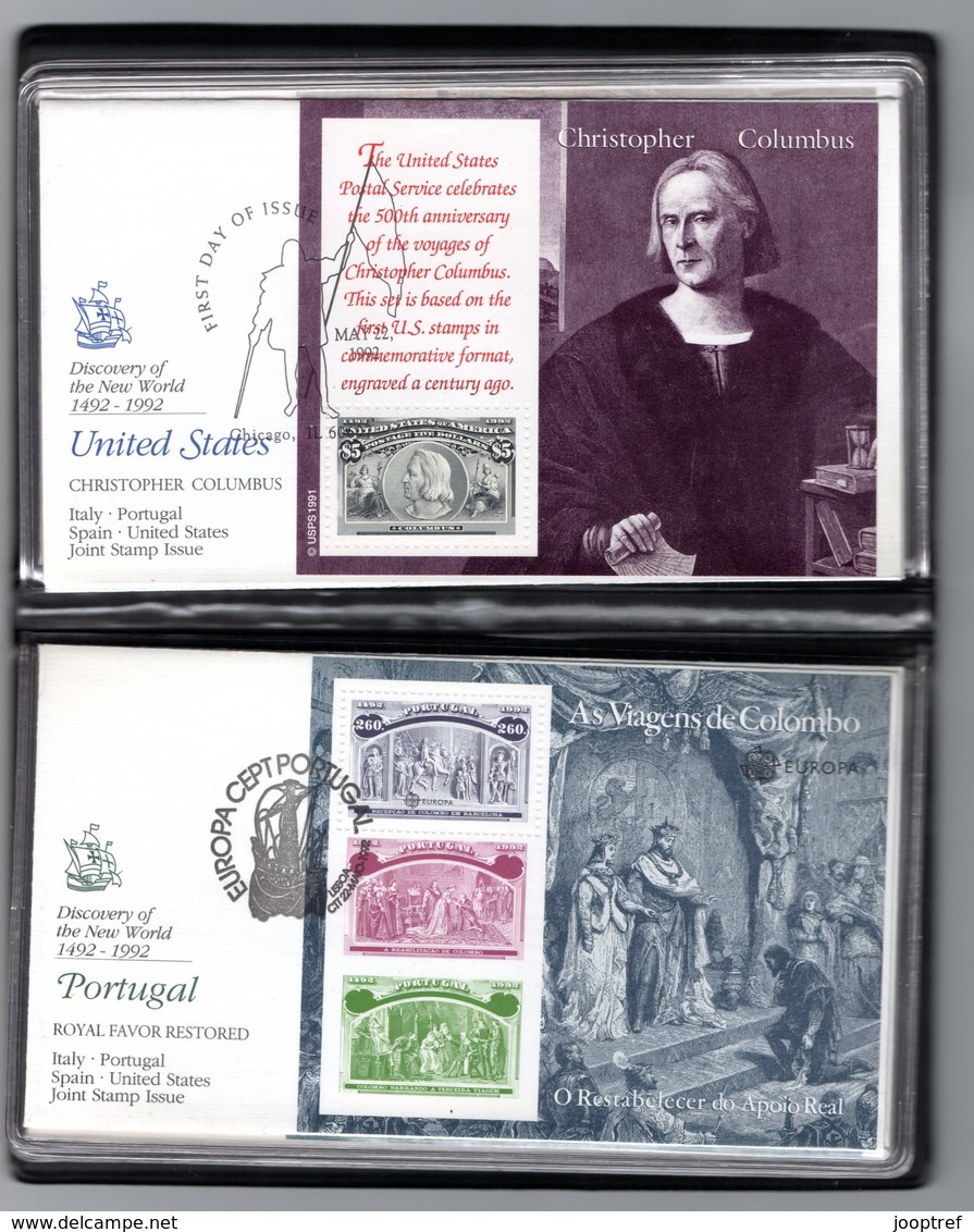 1992 Joint / Congiunta Italy Portugal Spain USA, SET OF 4x6 FLEETWOOD FDC'S IN 3 BINDERS: Discovery America B - Gezamelijke Uitgaven