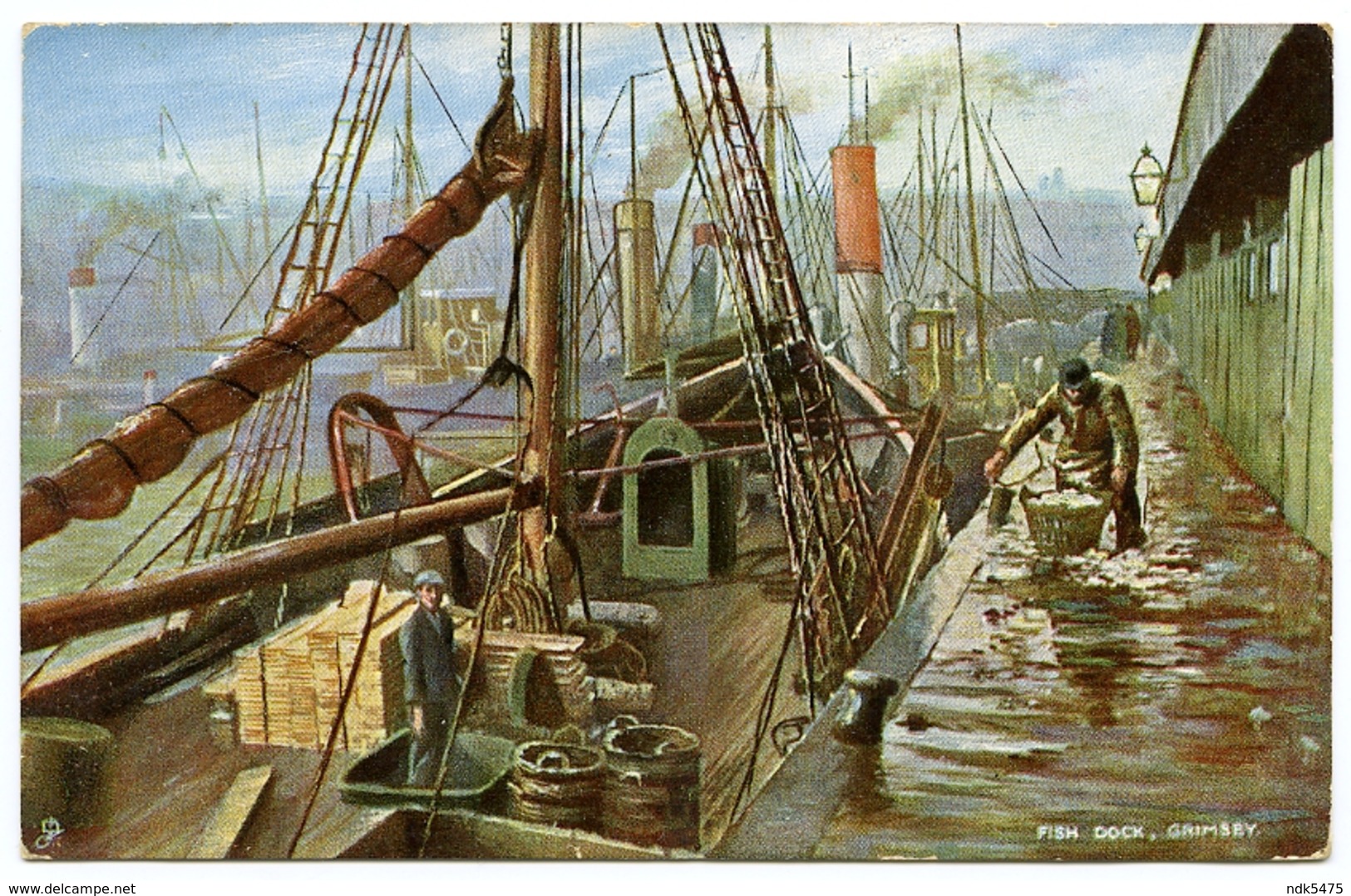 FISH DOCK, GRIMSBY (TUCKS OILETTE) - Fishing