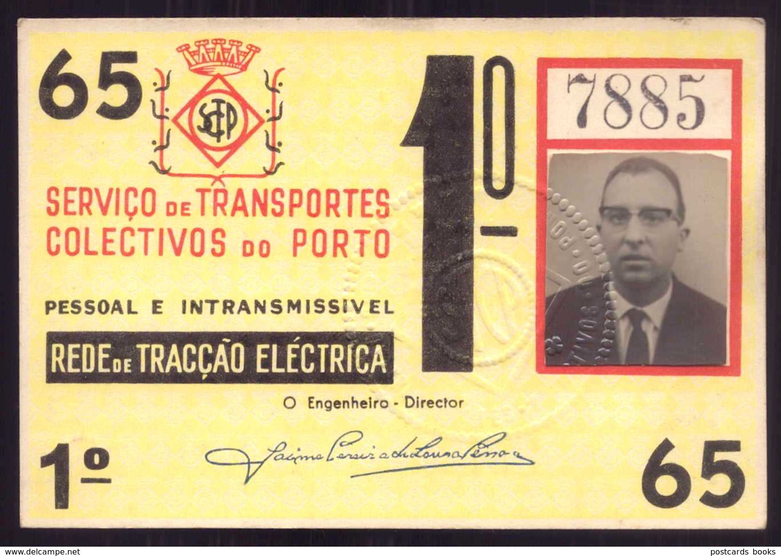 1965 Passe STCP Serviço Transportes Colectivos Do PORTO Rede Tracção Electrica. Pass Ticket TRAM Portugal 1965 - Europe