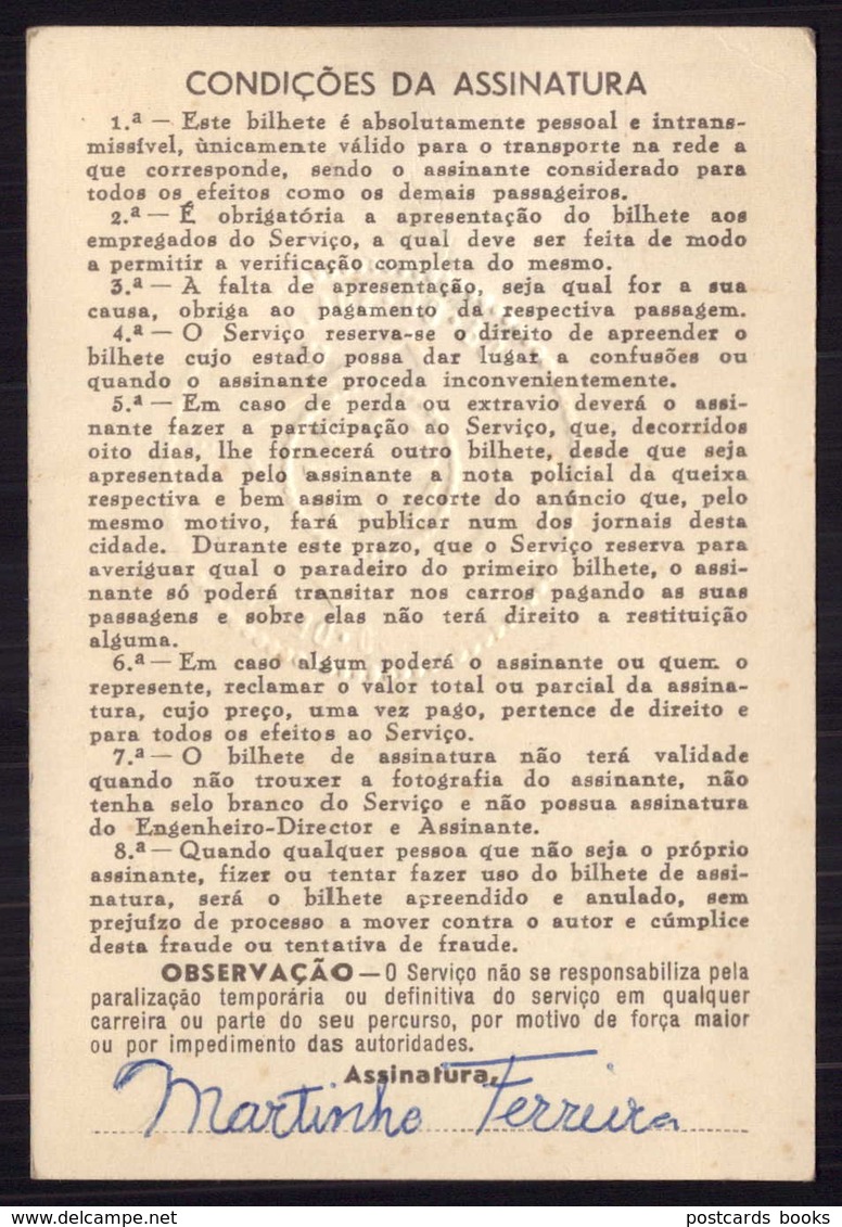 1965 Passe STCP Serviço Transportes Colectivos Do PORTO Rede Tracção Electrica. Pass Ticket TRAM Portugal 1965 - Europe