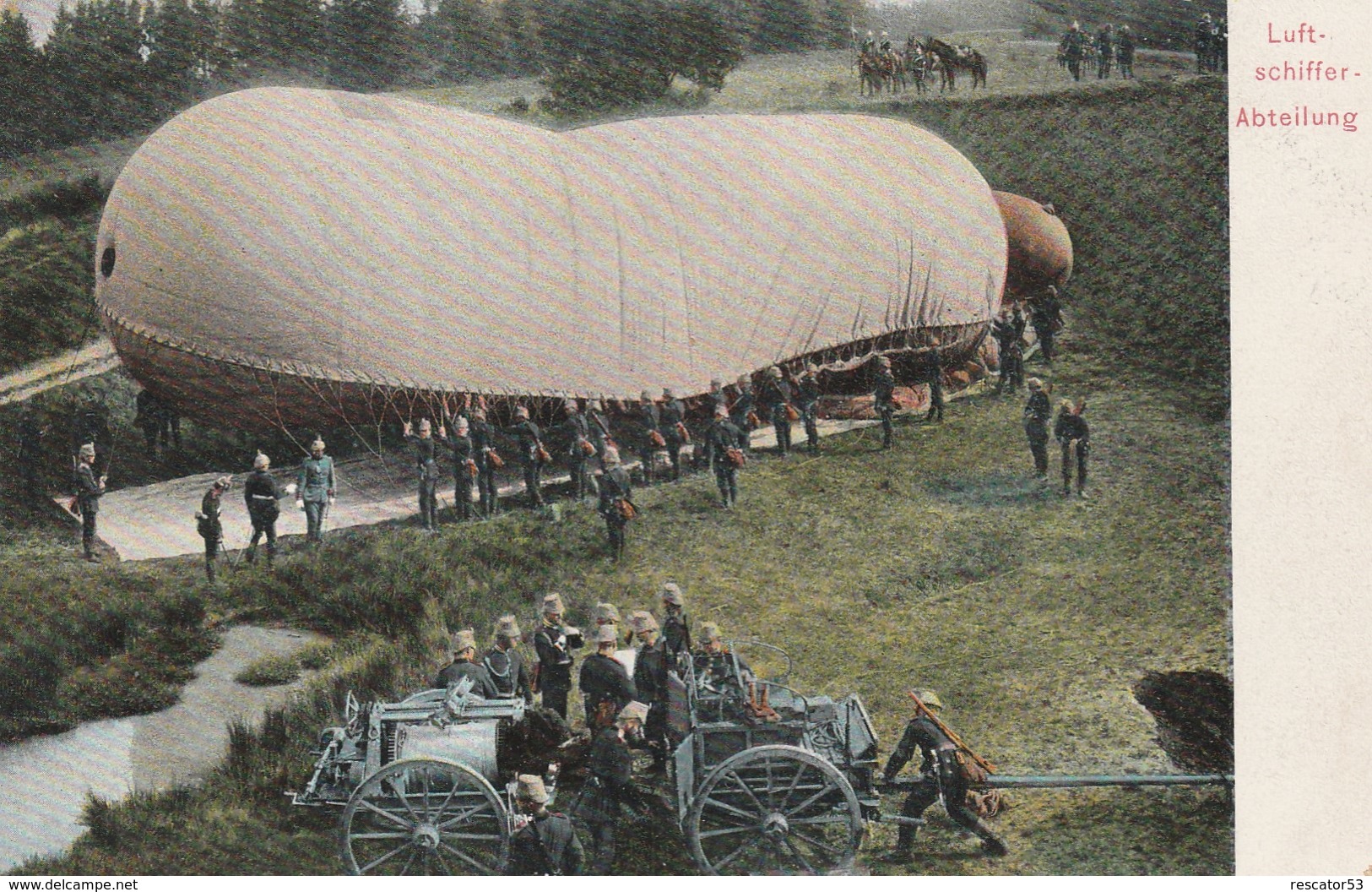 Rare Cpa Troupe Allemande Mise En Place D'un Ballon - 1914-18