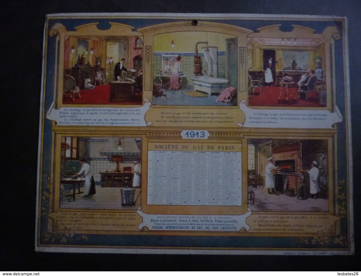 ALMANACH  1913  CALENDRIER  BUBLICITE Recto Verseau Société Du GAZ DE PARIS Allegorie Application Nouvelles Du GAZ S4 P - Grand Format : 1901-20