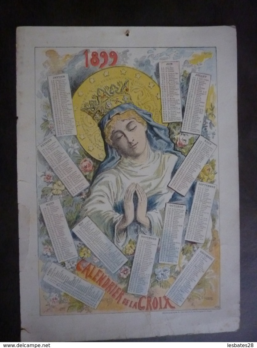 ALMANACH  1899   CALENDRIER BUBLICITAIRE  DE LA CROIX  Signé A. LEMOT  Allegorie Religion  S 4 P - Tamaño Grande : ...-1900