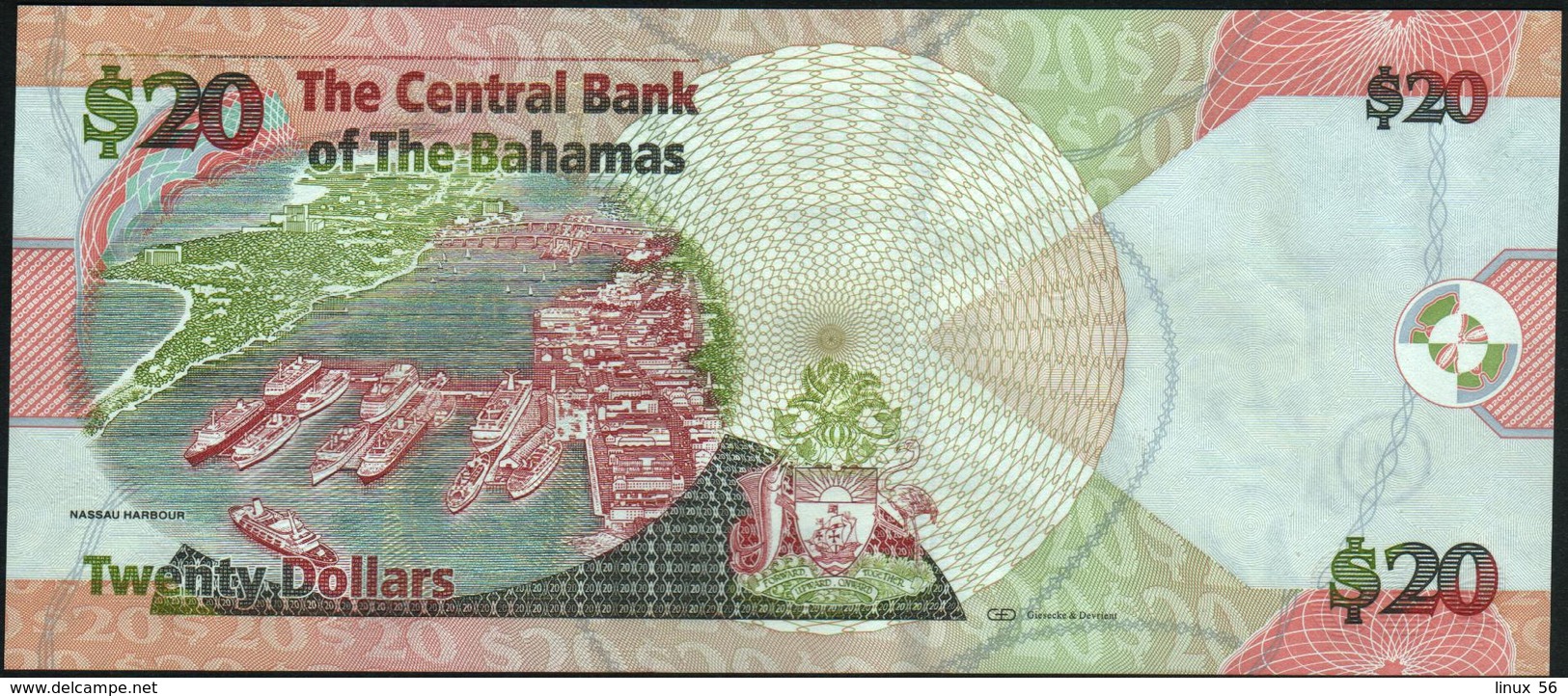 BAHAMAS - 20 Dollars 2010 {Printer: Giesecke & Devrient ~ Germany} UNC P.74 A - Bahamas