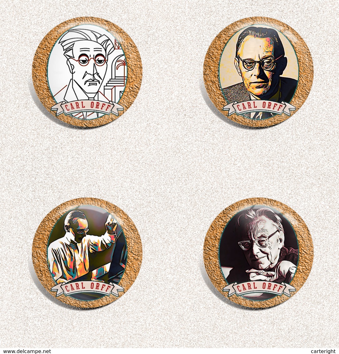 Musician Carl Orff  Fan ART BADGE BUTTON PIN SET 3 (1inch/25mm Diameter) 35 X - Musik