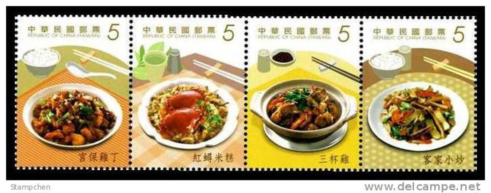 Taiwan 2013 Delicacies- Home Cooked Dishes Stamps Cuisine Teapot Tea Gourmet Food Crab Rice Chicken Mushroom - Nuevos