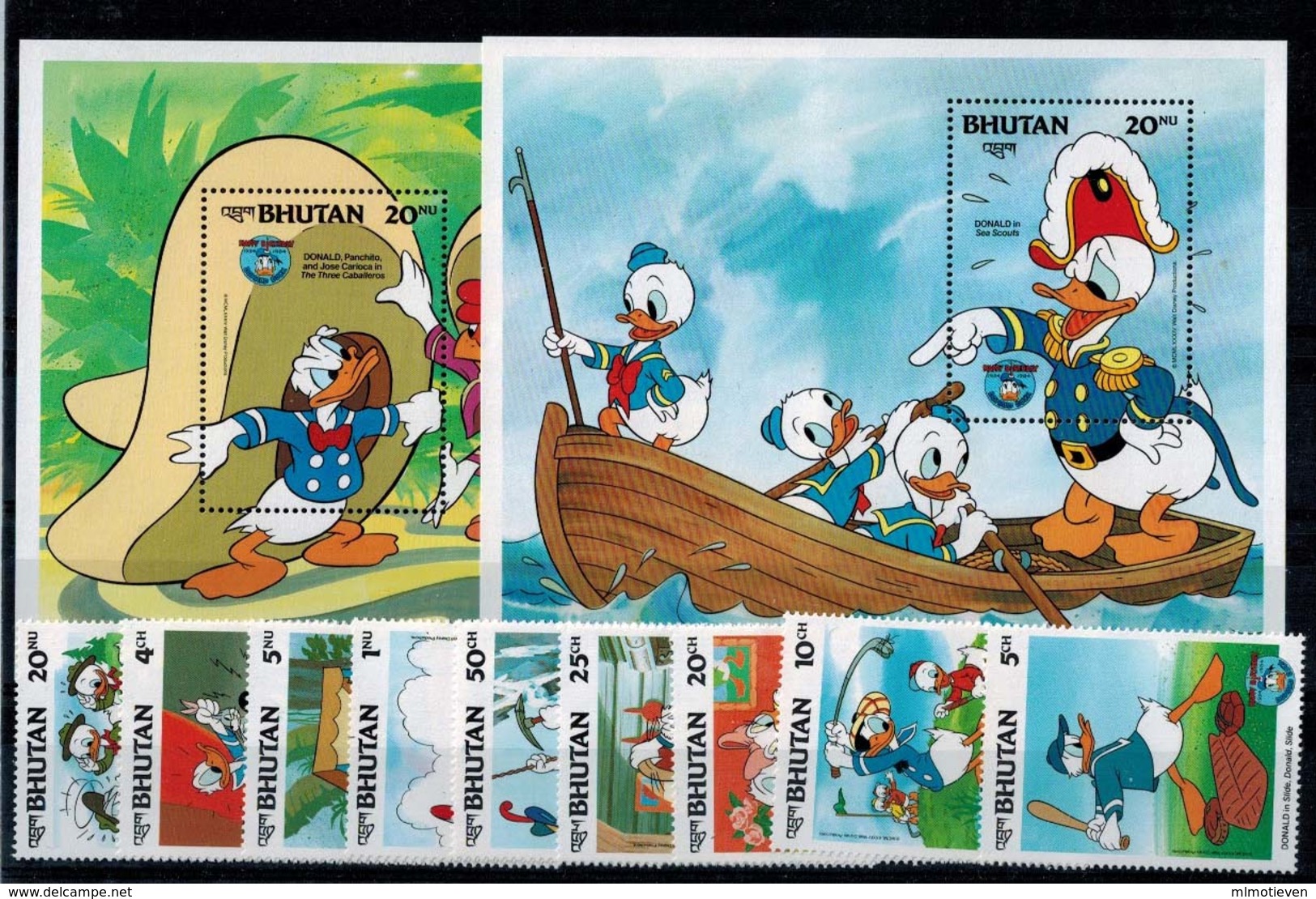 MWD-121114-21 MINT PF/MNH ¤ BHUTAN 1984 (KOMPL. SET)   ¤ THE WORLD OF WALT DISNEY -- FRIENDS OF WALT DISNEY - Disney