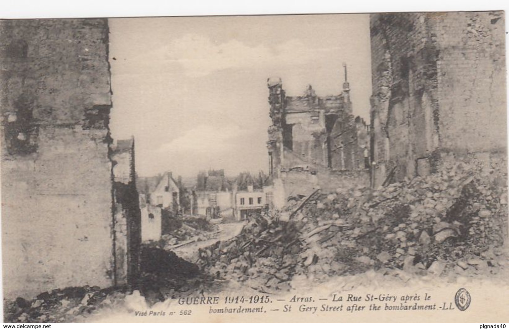 Cp , MILITARIA , Guerre 1914-1915 , ARRAS , La Rue St-Géry Après Le Bombardement - War 1914-18