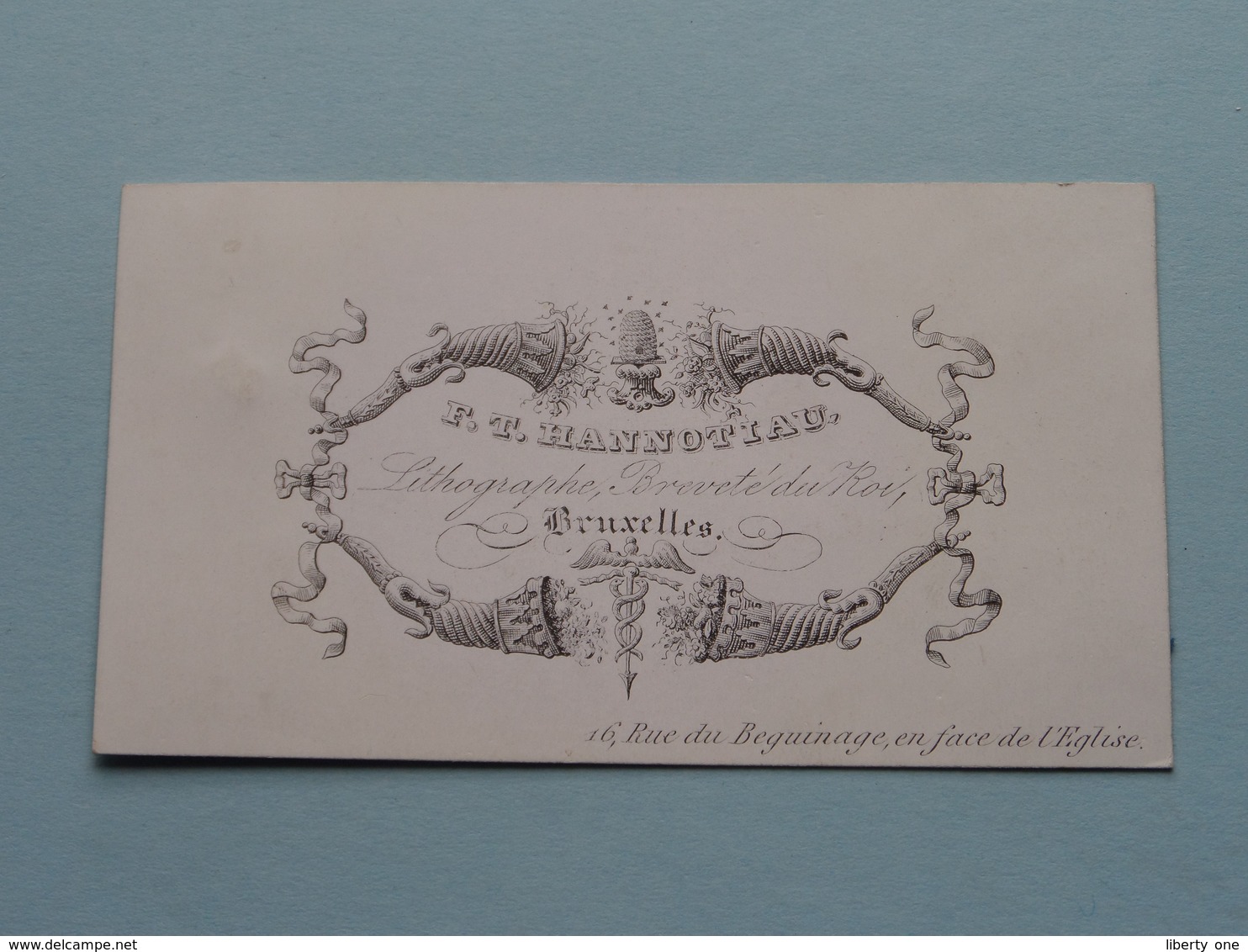 F. T. HANNOTIAU Lithographe Rue Du Beguinage 16 BRUXELLES ( Porcelein / Porcelaine ) Formaat +/- 8,5 X 5 Cm - Cartes De Visite