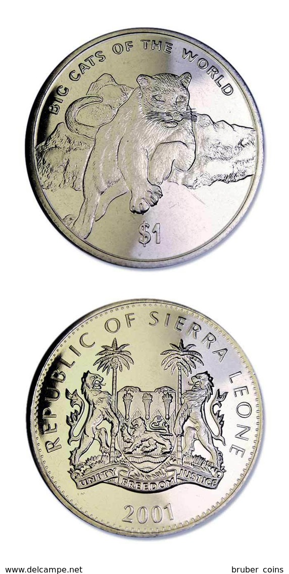 SIERRA LEONE 1 DOLLARO 2001 PUMA BIG CAT COUGAR FDC UNC - Sierra Leone