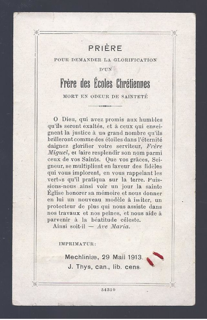 RELIQUIA RELIC RELIQUARY RELIKWIE 1913 PORTRAIT ET VÊTEMENT DU SERVITEUR DE DIEU FRERE MIGUEL ° CUENCA + PREMIA DE MAR - Religion & Esotérisme