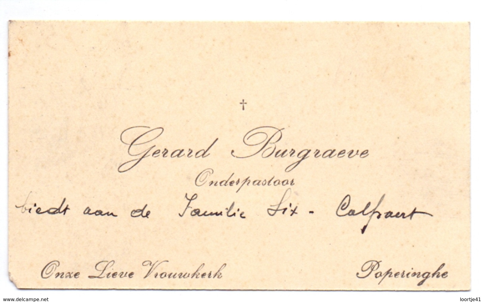 Visitekaartje - Carte Visite - Onderpastoor Gerard Burgraeve - Poperinge - Cartes De Visite