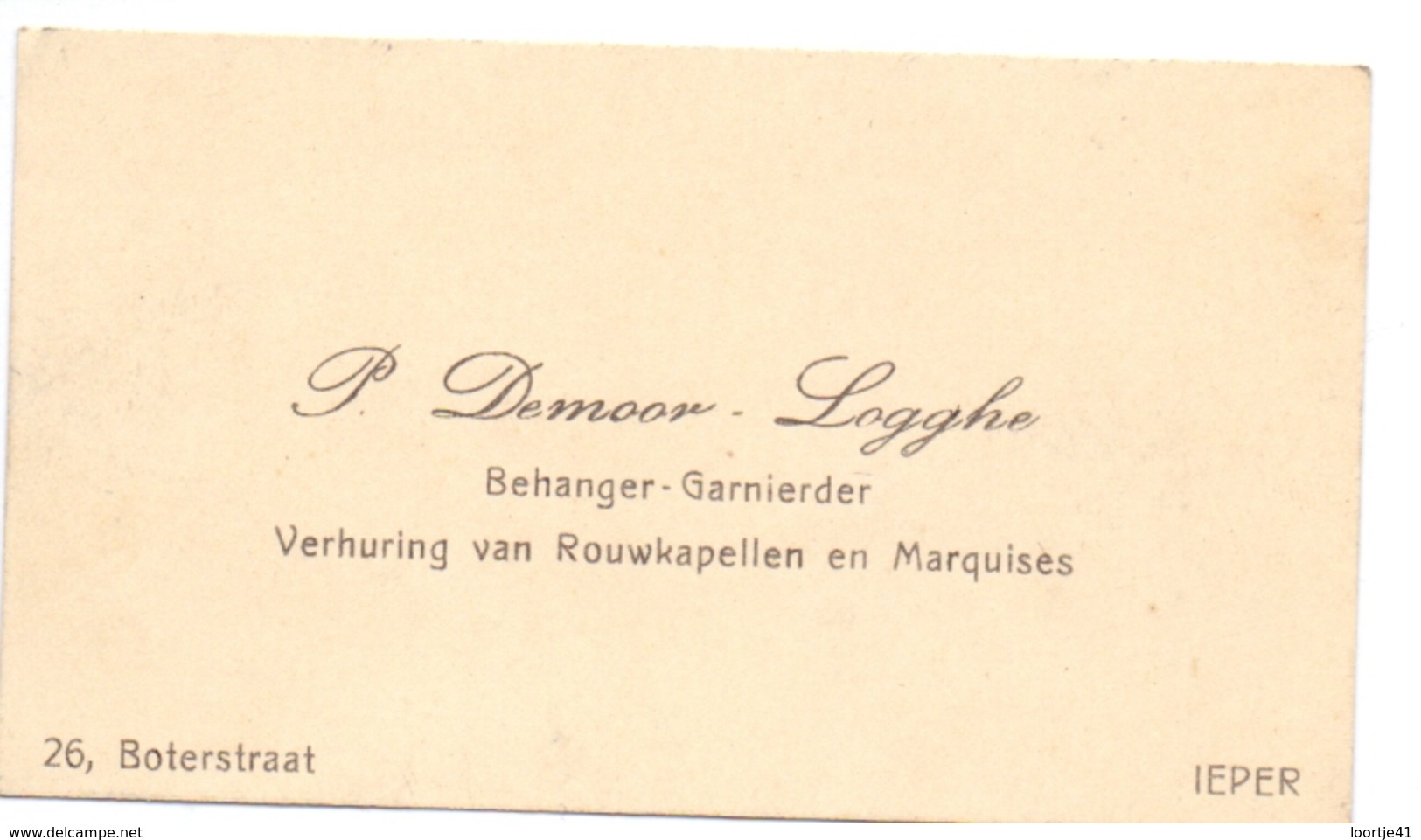 Visitekaartje - Carte Visite - Behanger P. Demoor - Logghe - Ieper - Cartes De Visite