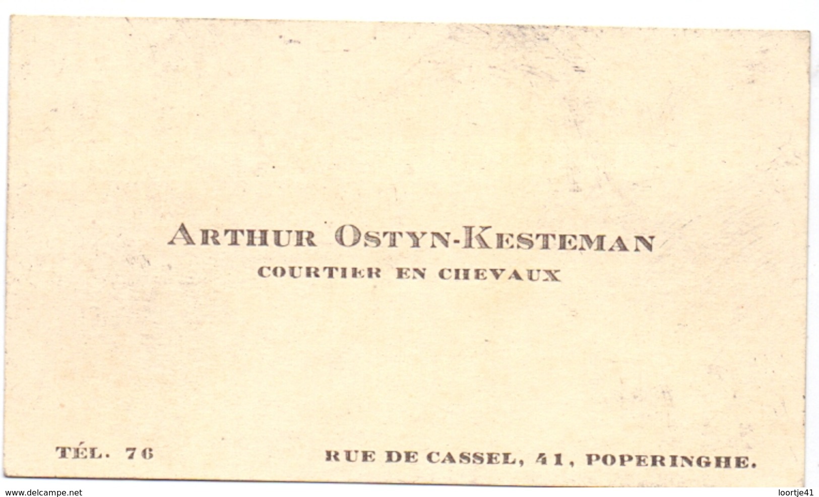 Visitekaartje - Carte Visite - Courtier En Chevaux - Arthur Ostyn - Kesteman - Poperinge - Cartes De Visite