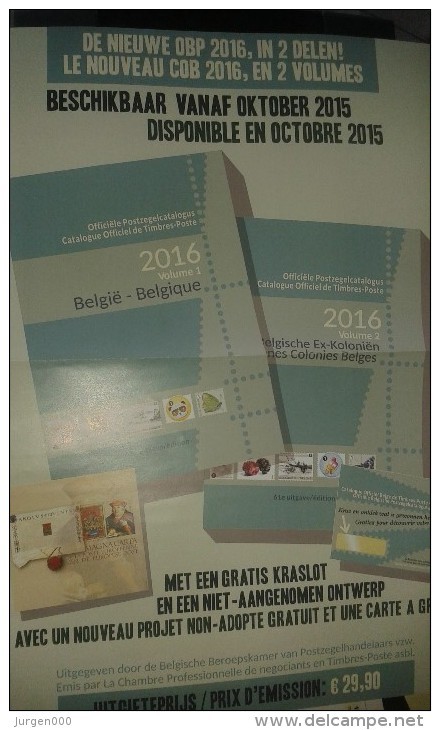 Belgische Catalogus 2016 NIEUW !!! Normale Prijs 30 Euro - Belgique