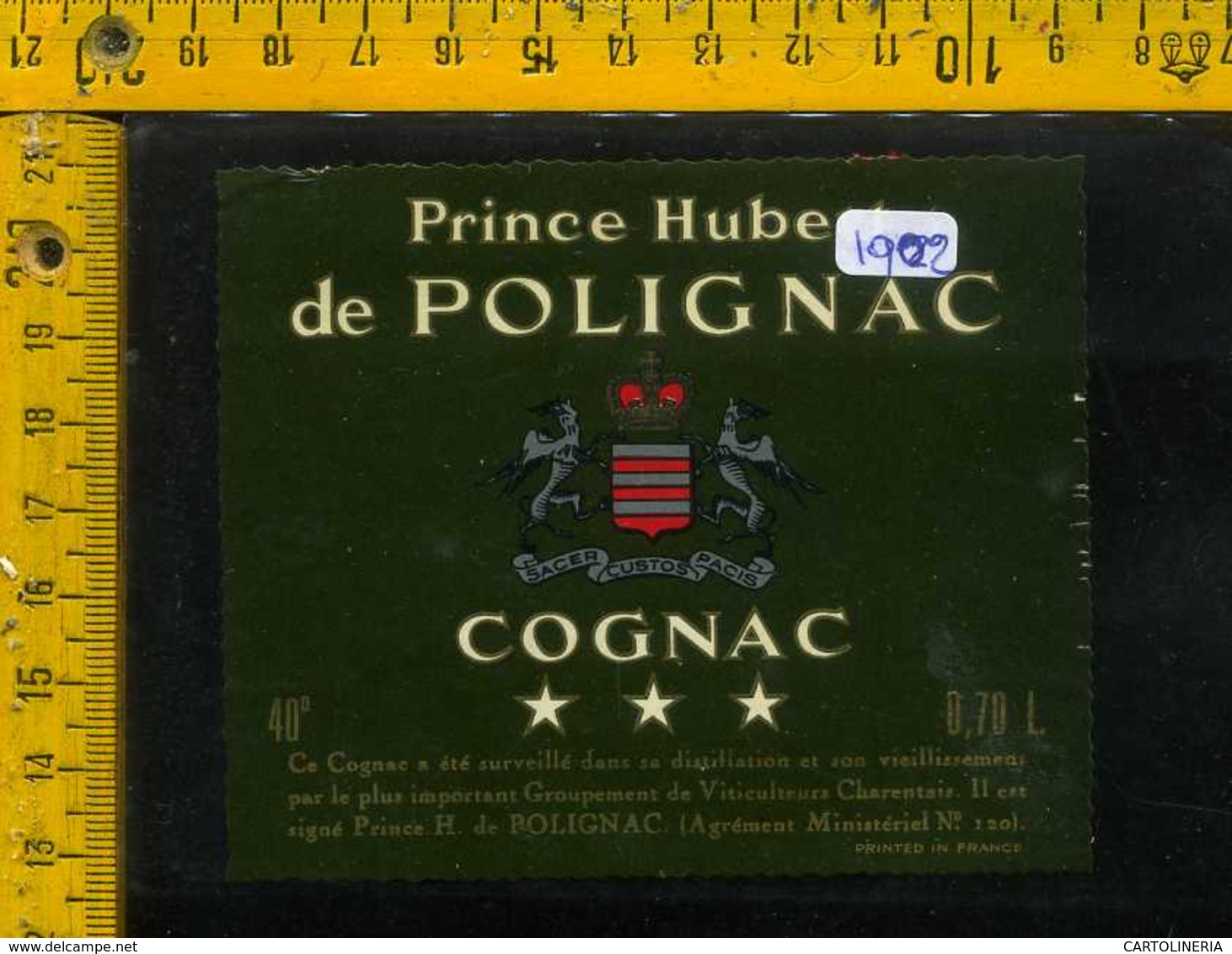 Etichetta Vino Liquore Cognac Prince Hubert De Polignac - Francia - Altri & Non Classificati