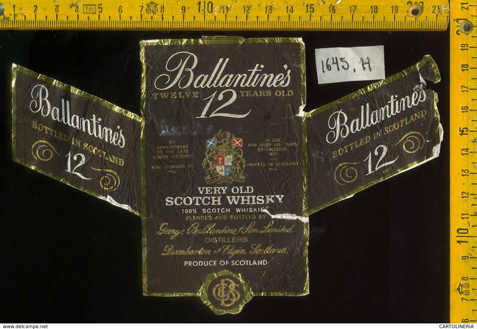 Etichetta Vino Liquore Whisky Ballantines - Scozia - Altri & Non Classificati