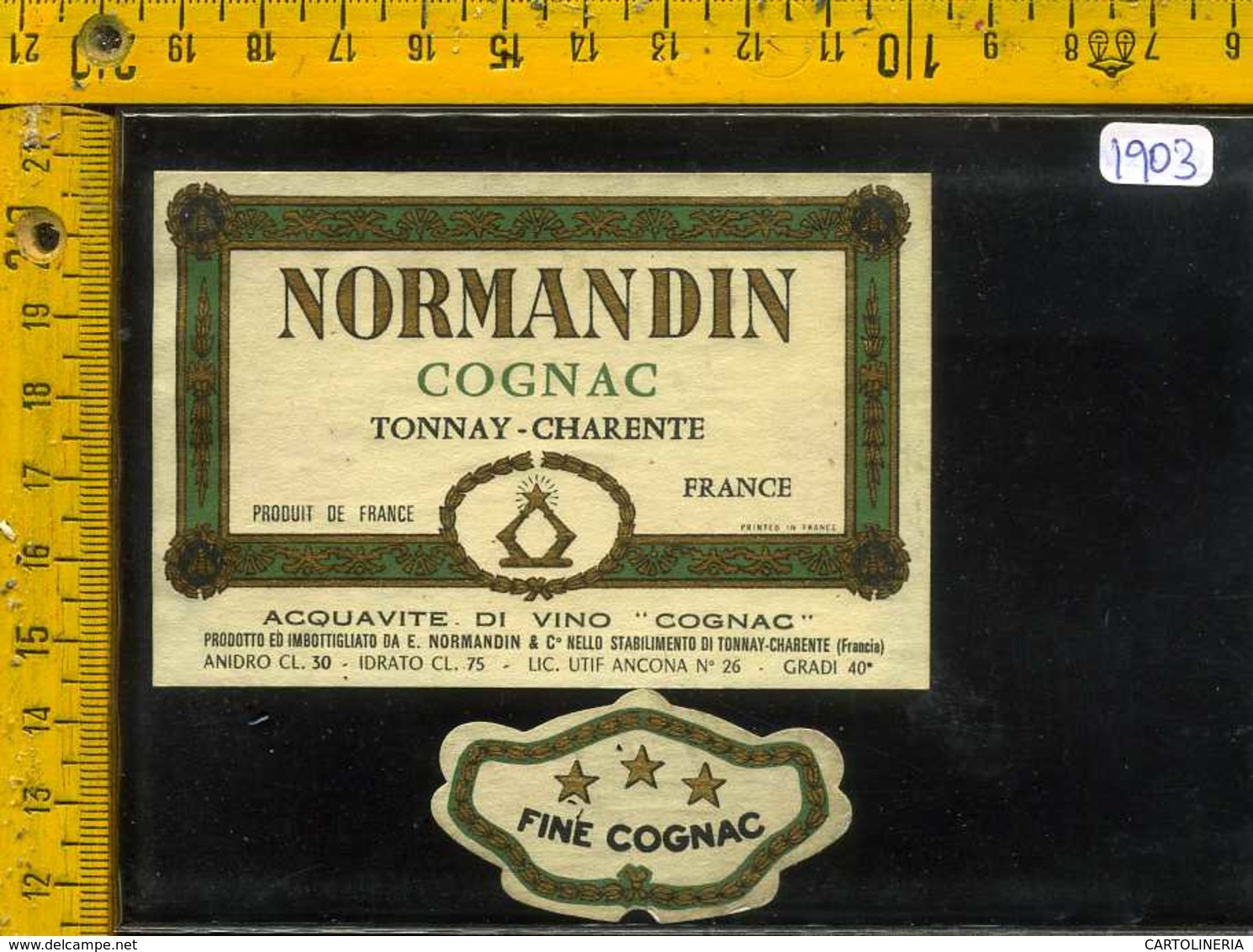 Etichetta Vino Liquore Cognac Normandin - Francia - Altri & Non Classificati