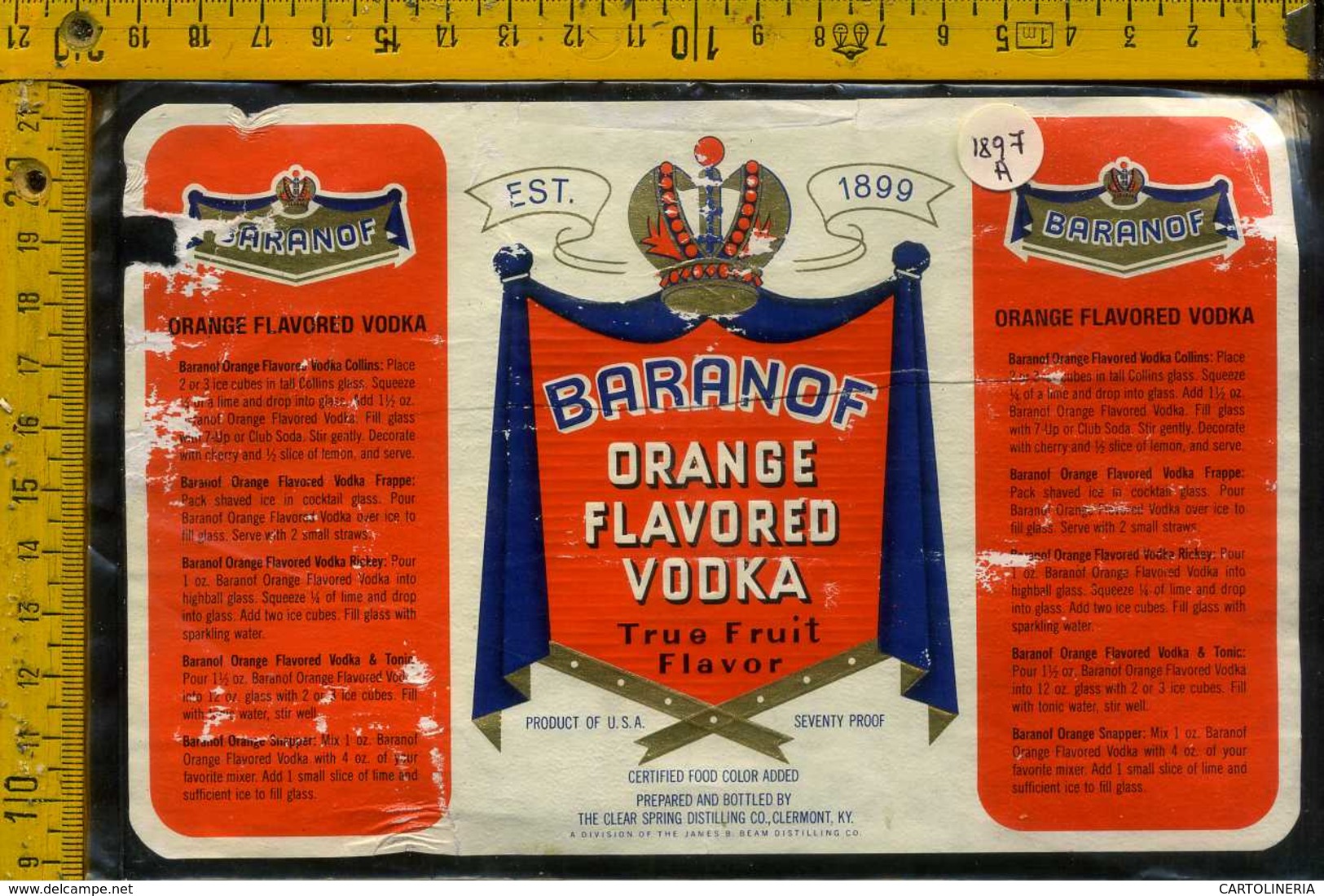 Etichetta Vino Liquore Vodka Orange Flavored - USA - Altri & Non Classificati