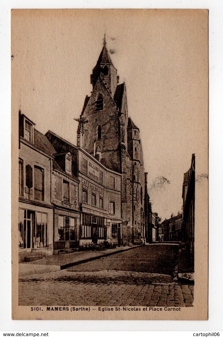 - CPA MAMERS (72) - Eglise St-Nicolas Et Place Carnot 1946 - Photo Dolbeau 5101 - - Mamers