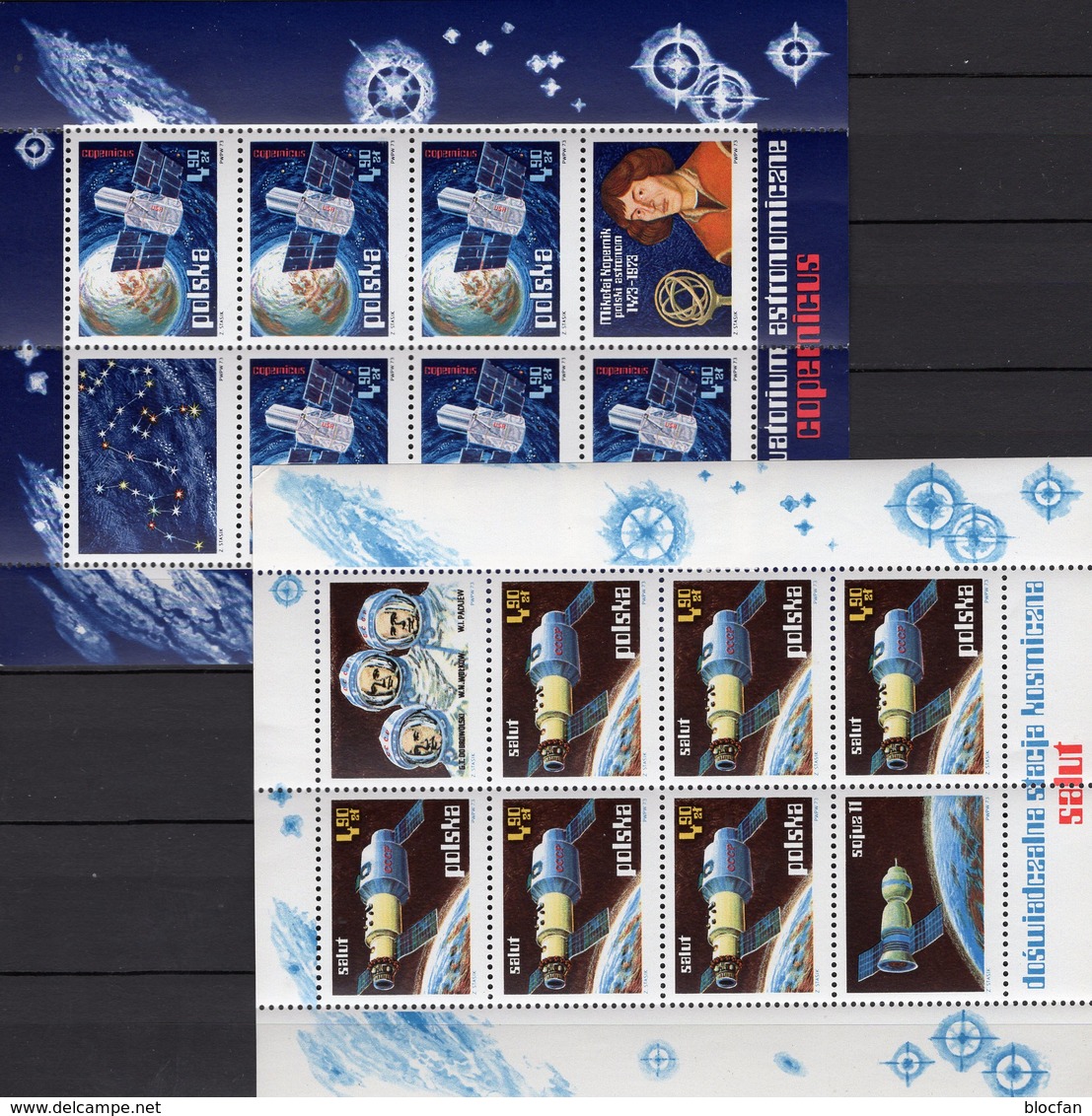 Copernicus 1973 Pologne Blocks 53+54 ** 20€ Teleskop Raumschiff Salut Bloque Hb Ms Space Blocs Ss Sheets Bf Polonia - Europe