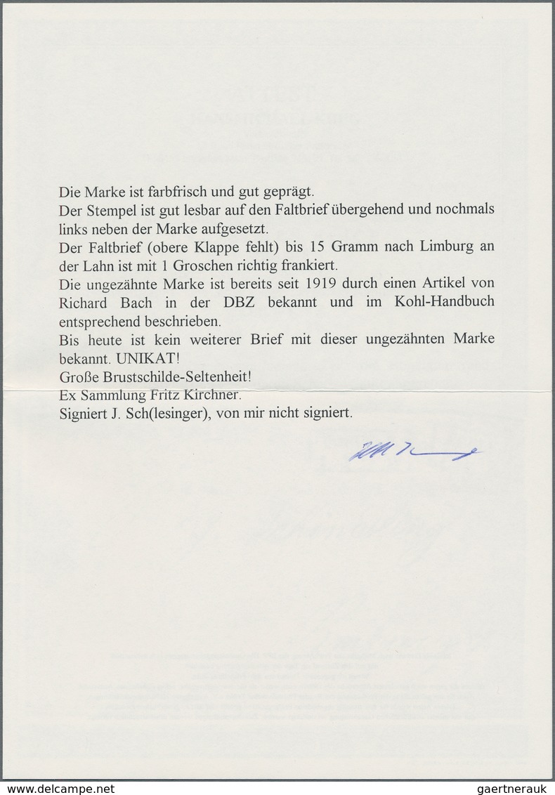 Deutsches Reich - Brustschild: 1872, 1 Gr. Karmin Kleiner Schild UNGEZÄHNT Auf Brief, Entwertet Mit - Gebraucht