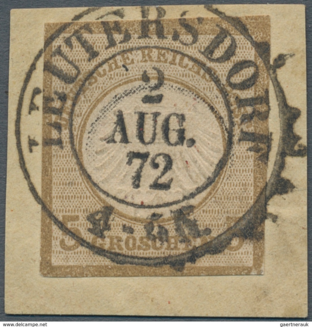 Deutsches Reich - Brustschild: 1872, 5 Gr. Ockerbraun Kleiner Schild UNGEZÄHNT Auf Briefstück, Entwe - Used Stamps