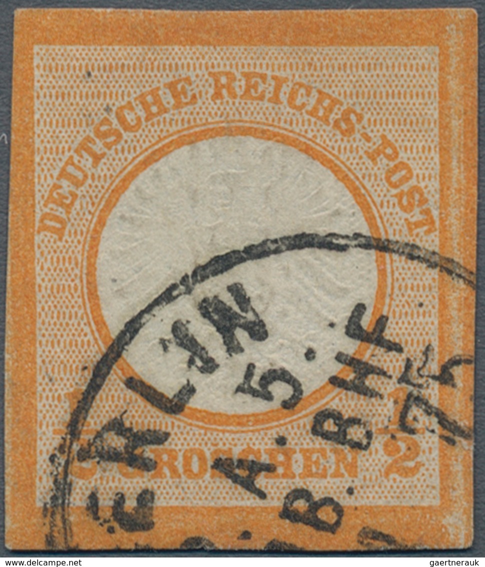 Deutsches Reich - Brustschild: 1872, ½ Gr. Orange Großer Schild UNGEZÄHNT, Entwertet Mit Einkreisste - Gebraucht