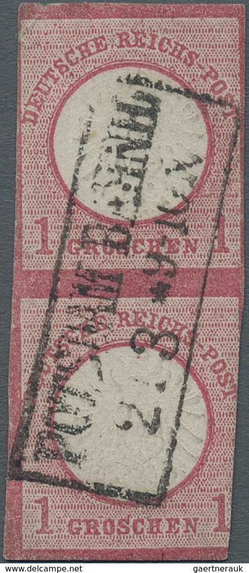 Deutsches Reich - Brustschild: 1872, 1 Gr. Karmin Großer Schild UNGEZÄHNT Im Senkrechten Paar, Entwe - Used Stamps