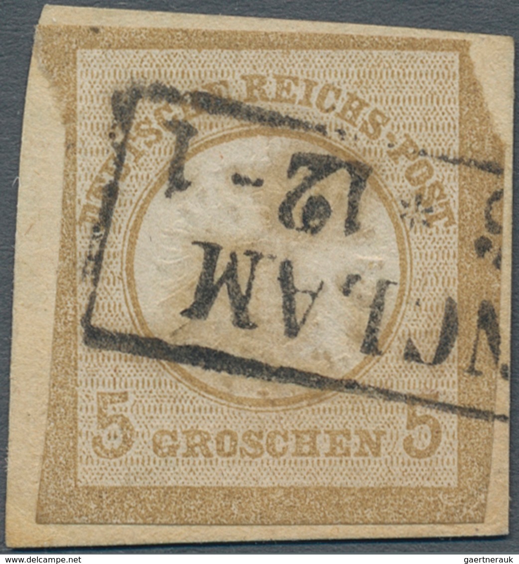 Deutsches Reich - Brustschild: 1872, 5 Gr. Ockerbraun Großer Schild UNGEZÄHNT Auf Briefstück, Entwer - Gebraucht