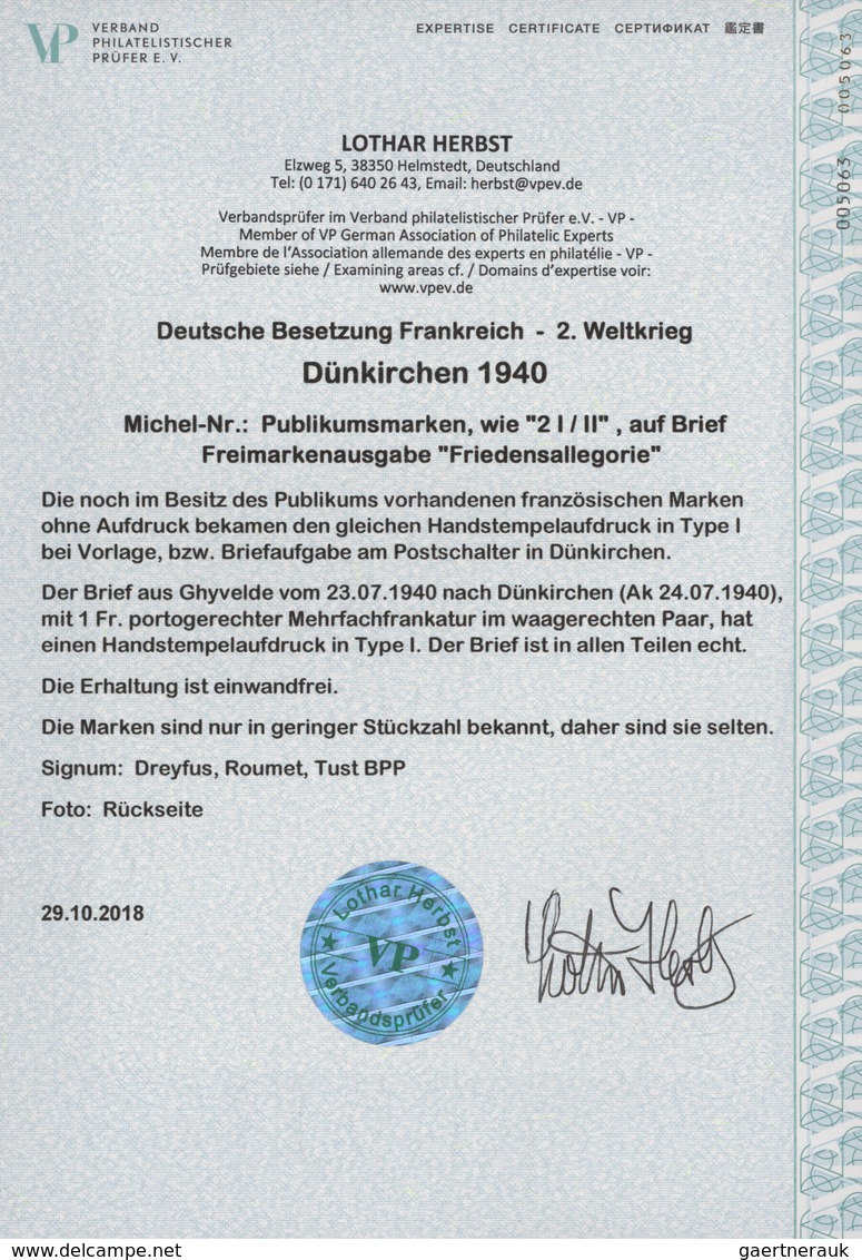 Dt. Besetzung II WK - Frankreich - Dünkirchen: 1940, 50 C Lebhaftrosa Freimarke "Friedensallegorie", - Bezetting 1938-45