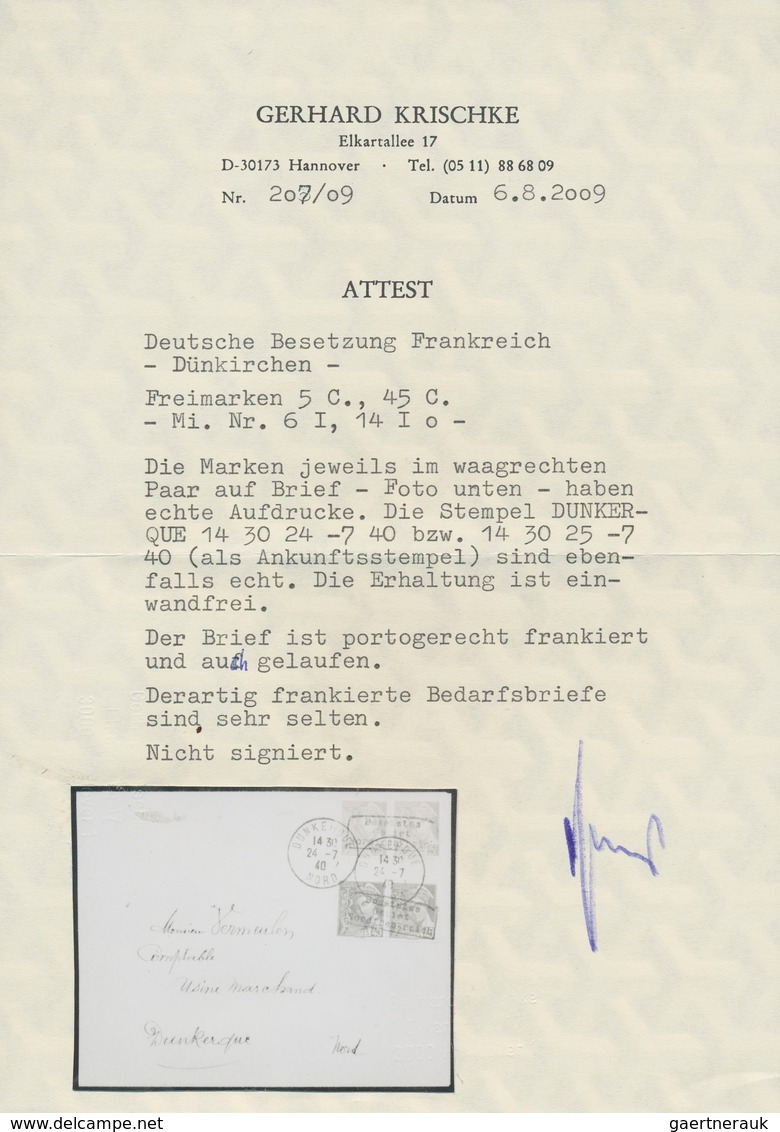 Dt. Besetzung II WK - Frankreich - Dünkirchen: 1940, 5 C Karmin Und 45 C Schwärzlichsmaragdgrün Merk - Bezetting 1938-45