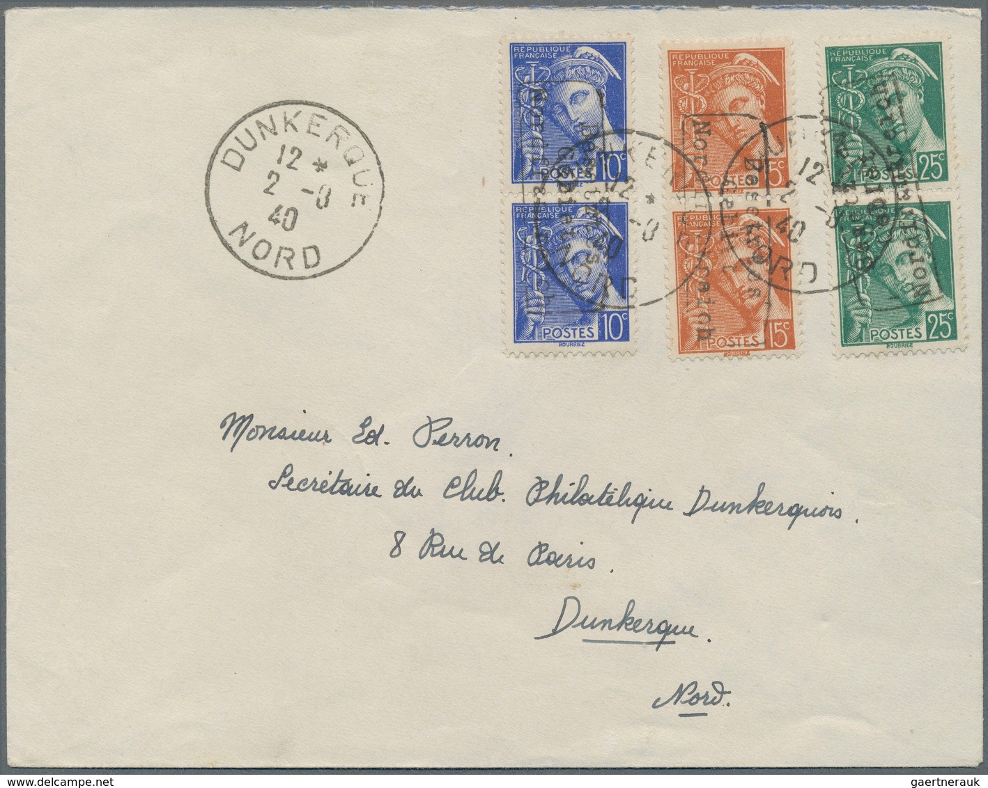 Dt. Besetzung II WK - Frankreich - Dünkirchen: 1940, 10 C Lilaultramarin Und 15 C Braunorange Merkur - Occupation 1938-45