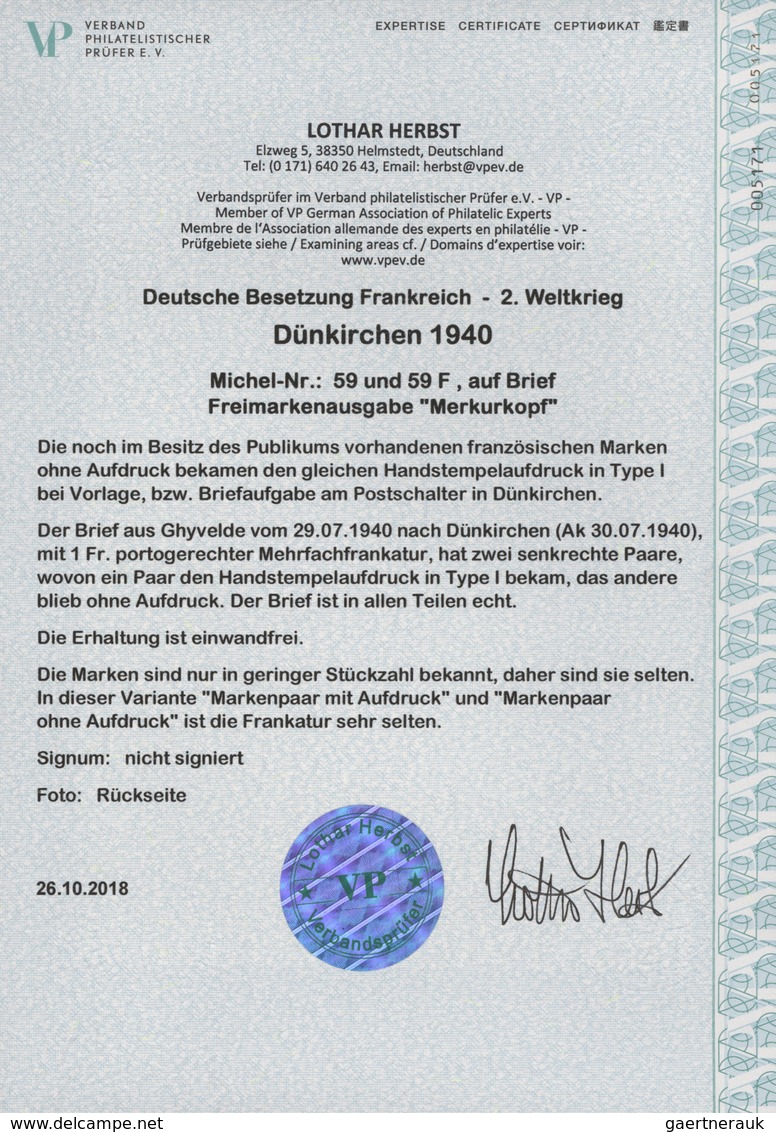 Dt. Besetzung II WK - Frankreich - Dünkirchen: 1940, 25 C Schwärzlichopalgrün Freimarke "Merkurkopf" - Besetzungen 1938-45