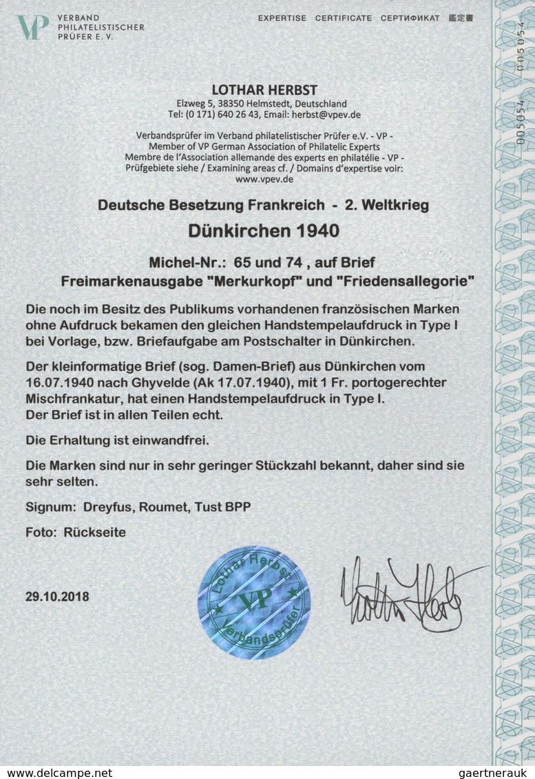 Dt. Besetzung II WK - Frankreich - Dünkirchen: 1940, 45 C Smaragdgrün Freimarke "Merkurkopf" Und 55 - Ocupación 1938 – 45