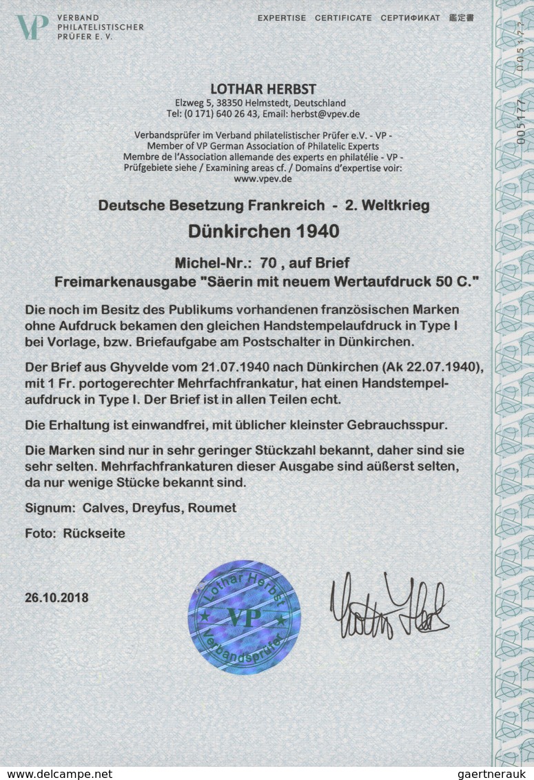 Dt. Besetzung II WK - Frankreich - Dünkirchen: 1940, 50 C Auf 60 C Hellgrauviolett "Semeuse", Waager - Bezetting 1938-45