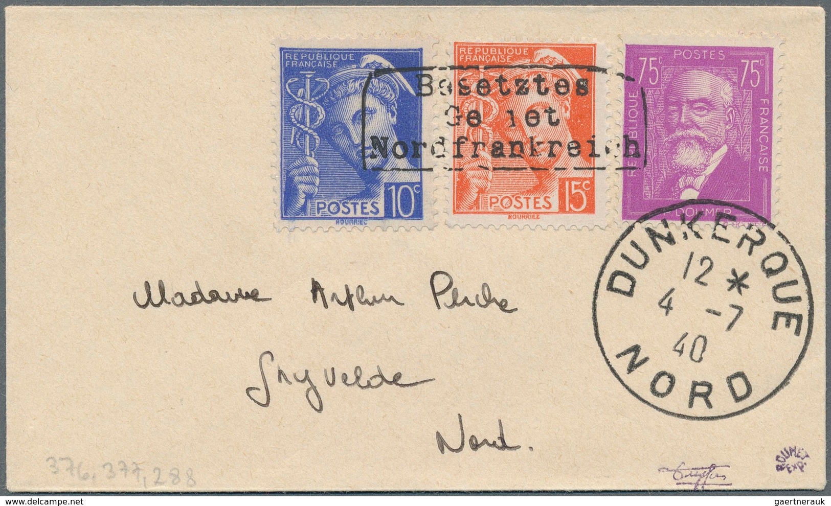 Dt. Besetzung II WK - Frankreich - Dünkirchen: 1940, 10 C Lebhaftlilaultramarin Und 15 C Rotorange " - Bezetting 1938-45