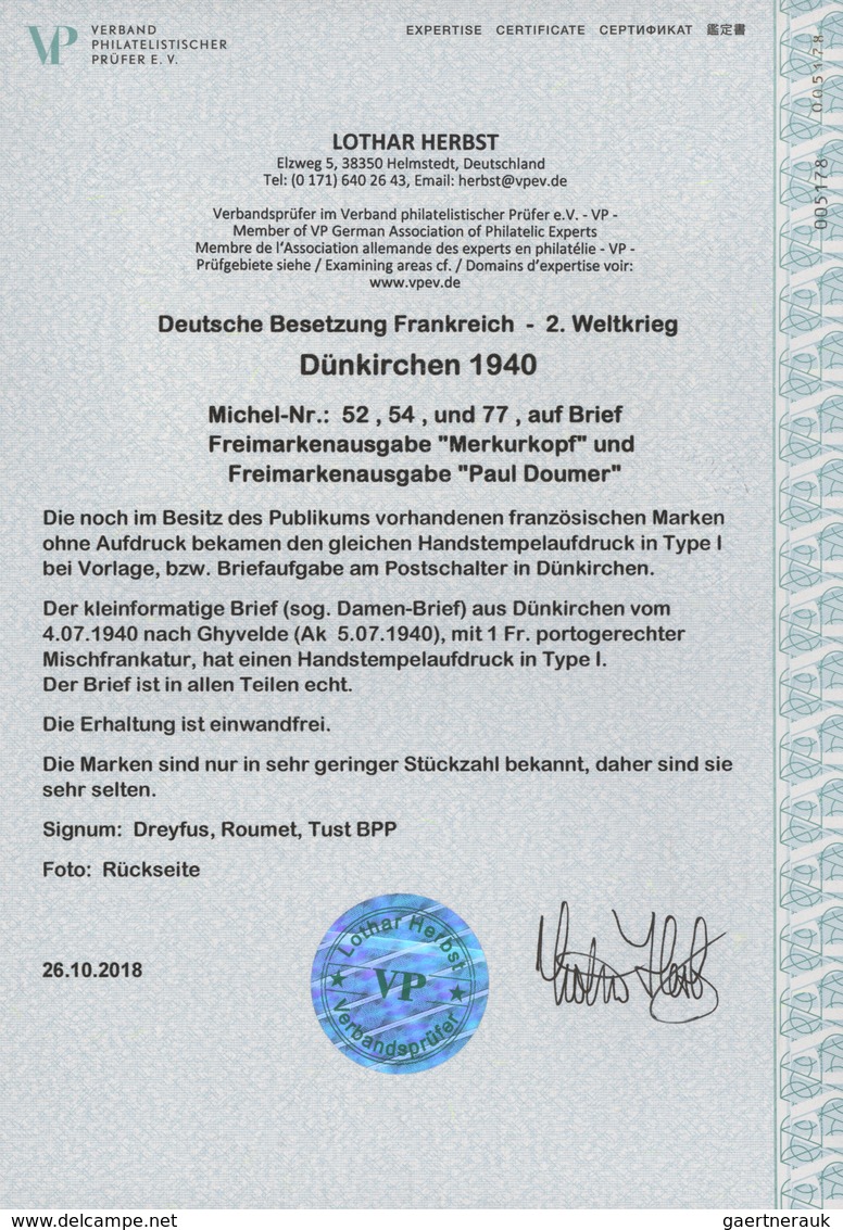 Dt. Besetzung II WK - Frankreich - Dünkirchen: 1940, 10 C Lebhaftlilaultramarin Und 15 C Rotorange " - Besetzungen 1938-45