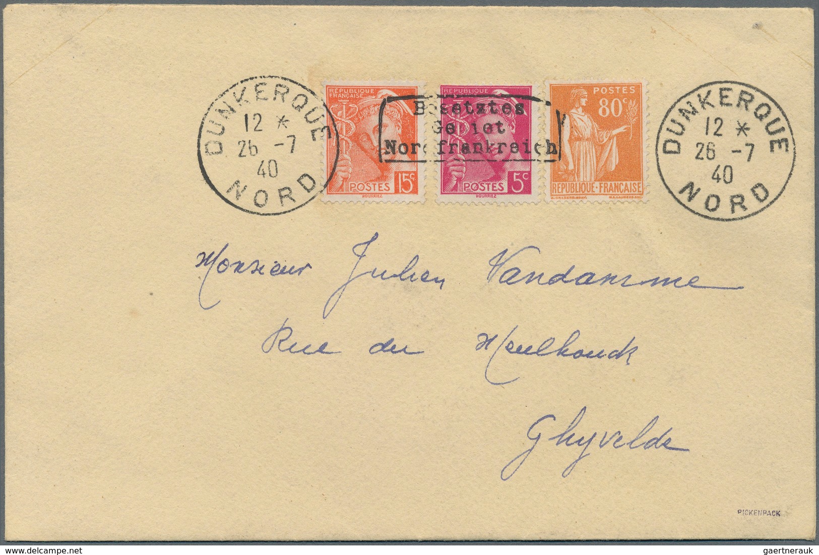 Dt. Besetzung II WK - Frankreich - Dünkirchen: 1940, 5 C Karmin Und 15 C Rotorange "Merkurkopf" Sowi - Besetzungen 1938-45