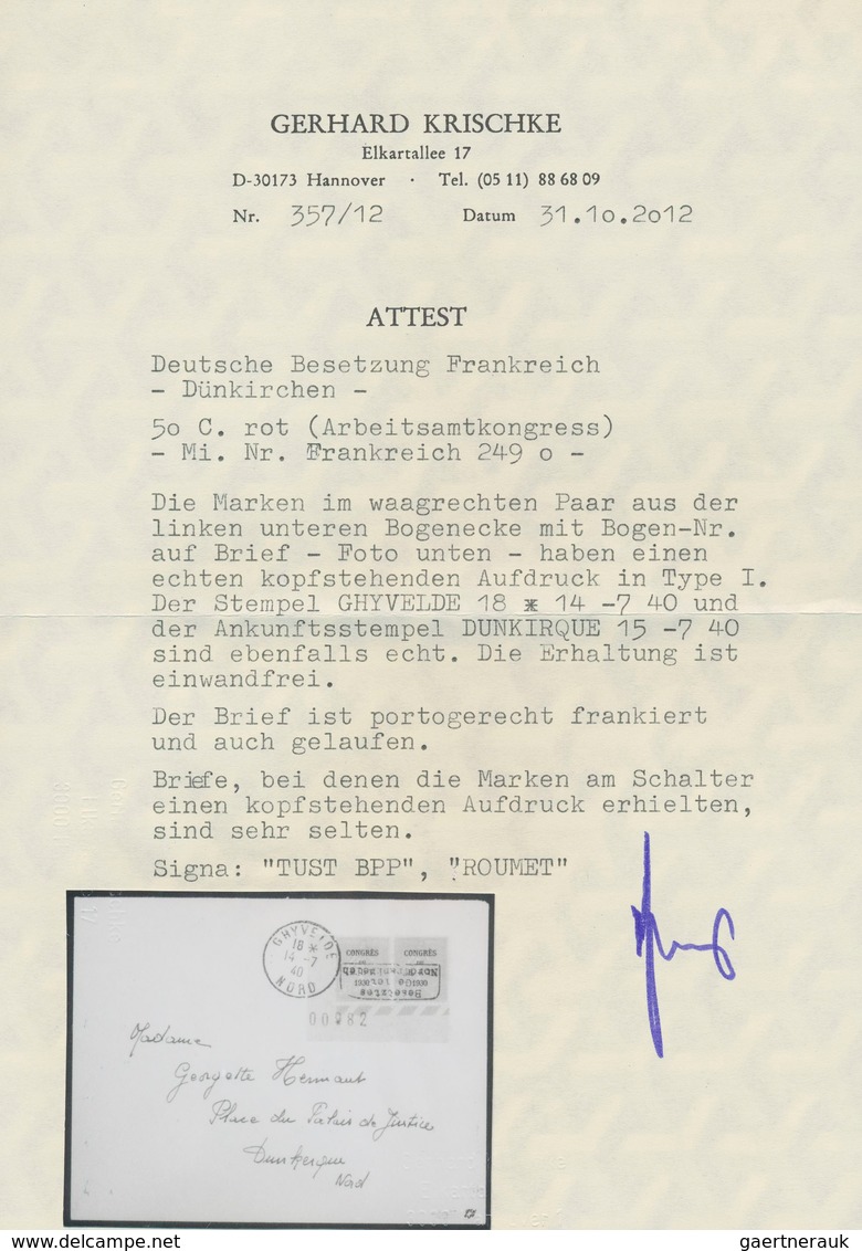 Dt. Besetzung II WK - Frankreich - Dünkirchen: 1940, 50 C Dunkelorangerot "Congrès Du B.I.T.", Waage - Besetzungen 1938-45