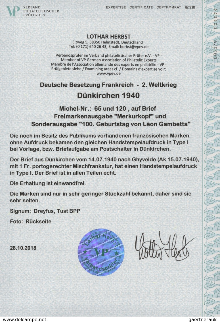 Dt. Besetzung II WK - Frankreich - Dünkirchen: 1940, 45 C Schwärzlichsmaragdgrün "Merkurkopf" Und 55 - Besetzungen 1938-45