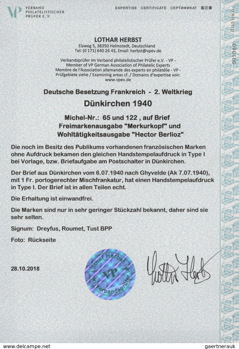 Dt. Besetzung II WK - Frankreich - Dünkirchen: 1940, 45 C Schwärzlichsmaragdgrün "Merkurkopf" Und 55 - Occupazione 1938 – 45