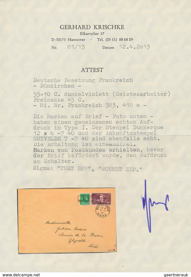 Dt. Besetzung II WK - Frankreich - Dünkirchen: 1940, 45 C Schwärzlichsmaragdgrün "Merkurkopf" Und 55 - Besetzungen 1938-45