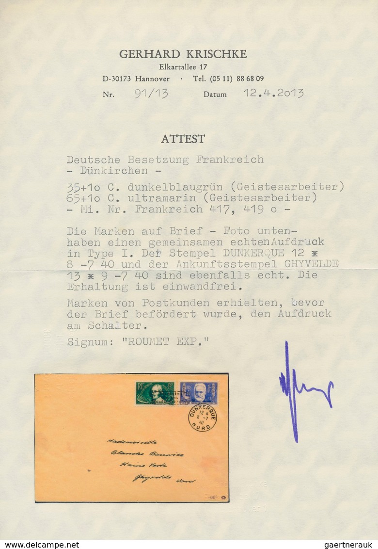 Dt. Besetzung II WK - Frankreich - Dünkirchen: 1940, 35 C + 10 C Schwärzlichgrün "J.Callot" Und 65 C - Occupation 1938-45